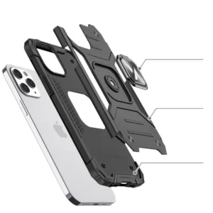 Wozinsky Ring Armor su stoveliu Tough Rugged Apple iPhone 13 Pro dėklas telefonui rožinės spalvos - Image 3