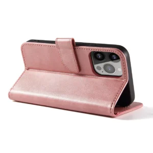 Magnet elegant bookcase su stoveliu iPhone 13 Pro Max dėklas telefonui rožinės spalvos - Image 4