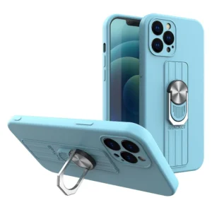 Ring silikoninis dėklas su žiedu pirštui ir stoveliu Apple iPhone 11 Pro žydros spalvos