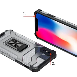 Crystal Ring Kickstand Tough Rugged Cover Apple iPhone XS Max raudonos spalvos - Image 6