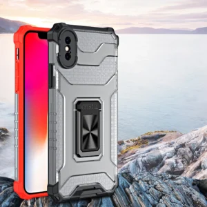 Crystal Ring Kickstand Tough Rugged Cover Apple iPhone XS Max raudonos spalvos - Image 8