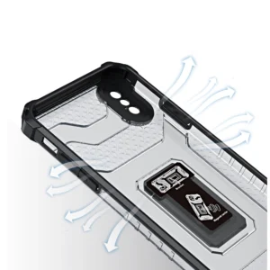 Crystal Ring Kickstand Tough Rugged Cover Apple iPhone XS Max raudonos spalvos - Image 4