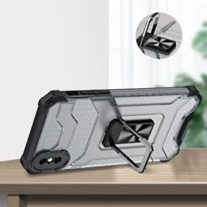Crystal Ring Kickstand Tough Rugged Cover Apple iPhone XS Max raudonos spalvos - Image 5