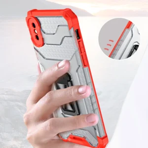 Crystal Ring Kickstand Tough Rugged Cover Apple iPhone XS Max raudonos spalvos - Image 9