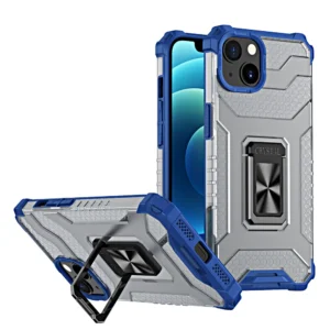 Crystal Ring Kickstand Tough Rugged Cover Apple iPhone 12 mėlynos spalvos