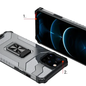 Crystal Ring Kickstand Tough Rugged Apple iPhone 12 Pro Max raudonos spalvos - Image 8