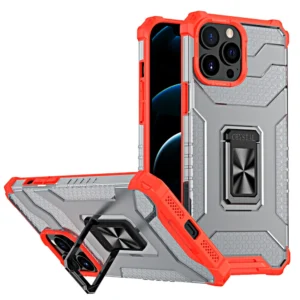 Crystal Ring Kickstand Tough Rugged Apple iPhone 12 Pro Max raudonos spalvos