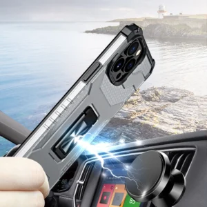 Crystal Ring Kickstand Tough Rugged Apple iPhone 12 Pro Max raudonos spalvos - Image 5