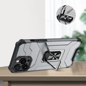 Crystal Ring Kickstand Tough Rugged Apple iPhone 12 Pro Max raudonos spalvos - Image 9