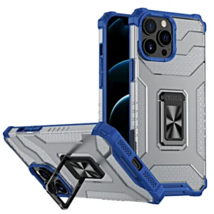 Crystal Ring Kickstand Tough Rugged Apple iPhone 12 Pro Max mėlynos spalvos