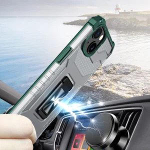 Crystal Ring Kickstand Tough Rugged Cover Apple iPhone 13 mini žalios spalvos - Image 5