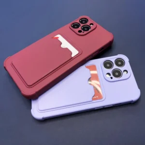 Card Armor Pouch Apple iPhone 13 Mini Card Wallet silikoninis Air Bag Armor Raspberry - Image 6