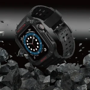 Protect apyrankė su dėklu Apple Watch 7 / SE (41/40 / 38mm) Dėklas Armored Watch juodos spalvos - Image 6