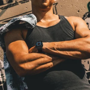 Protect apyrankė su dėklu Apple Watch 7 / 6 / 5 / 4 / 3 / 2 / SE (45 / 44 / 42mm) Dėklas Armor Watch skaidri ir rožinio aukso spalvos - Image 9