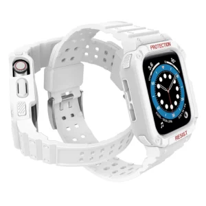 Protect apyrankė su dėklu Apple Watch 7 / 6 / 5 / 4 / 3 / 2 / SE (45 / 44 / 42mm) Dėklas Armor Watch baltos spalvos - Image 3
