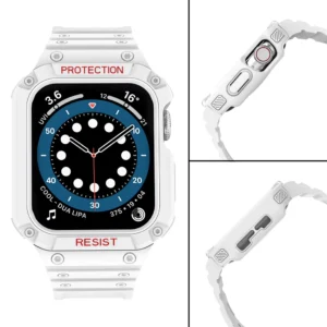 Protect apyrankė su dėklu Apple Watch 7 / 6 / 5 / 4 / 3 / 2 / SE (45 / 44 / 42mm) Dėklas Armor Watch baltos spalvos - Image 4
