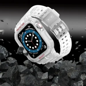 Protect apyrankė su dėklu Apple Watch 7 / 6 / 5 / 4 / 3 / 2 / SE (45 / 44 / 42mm) Dėklas Armor Watch skaidri - Image 6