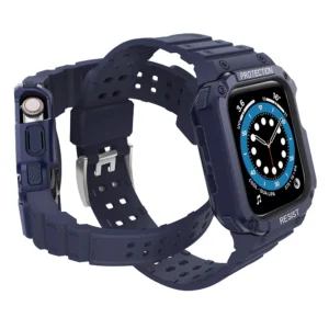 Protect apyrankė su dėklu Apple Watch 7 / SE (45/44 / 42mm) Dėklas Armored Watch mėlynos spalvos - Image 3
