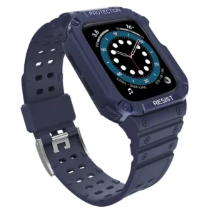 Protect apyrankė su dėklu Apple Watch 7 / SE (45/44 / 42mm) Dėklas Armored Watch mėlynos spalvos