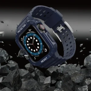 Protect apyrankė su dėklu Apple Watch 7 / SE (45/44 / 42mm) Dėklas Armored Watch mėlynos spalvos - Image 5