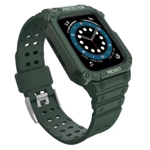Protect apyrankė su dėklu Apple Watch 7 / SE (45/44 / 42mm) Dėklas Armored Watch žalios saplvos