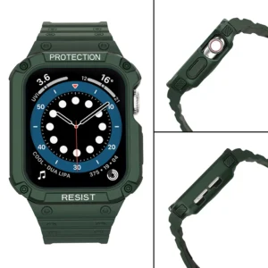 Protect apyrankė su dėklu Apple Watch 7 / SE (45/44 / 42mm) Dėklas Armored Watch žalios saplvos - Image 4