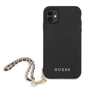 Apple iPhone 11 Guess dėklas Saffiano Chain (GUHCN61SASGBK) juodos spalvos - Image 3