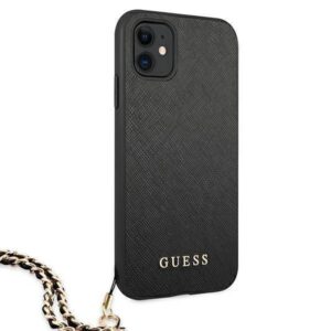 Apple iPhone 11 Guess dėklas Saffiano Chain (GUHCN61SASGBK) juodos spalvos - Image 4