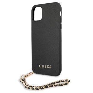 Apple iPhone 11 Guess dėklas Saffiano Chain (GUHCN61SASGBK) juodos spalvos - Image 6
