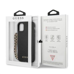 Apple iPhone 11 Guess dėklas Saffiano Chain (GUHCN61SASGBK) juodos spalvos - Image 8