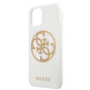 Apple iPhone 11 Pro Max Guess Hard dėklas Glitter 4G Circle Logo (GUHCN65TPUWHGLG) baltos spalvos - Image 3