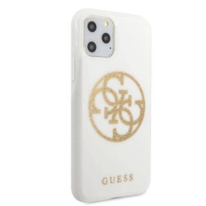 Apple iPhone 11 Pro Max Guess Hard dėklas Glitter 4G Circle Logo (GUHCN65TPUWHGLG) baltos spalvos - Image 5