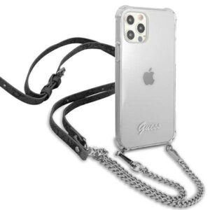 Apple iPhone 12 Pro Max Guess dėklas 4G Silver Chain (GUHCP12LKC4GSSI) skaidrus - Image 4