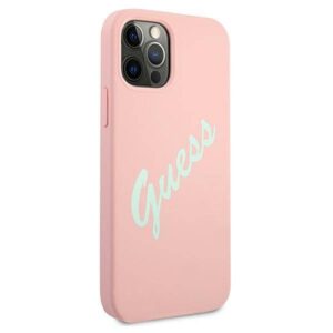 Apple iPhone 12 / 12 Pro Guess dėklas silikoninis Vintage (GUHCP12MLSVSPG) rožinės spalvos - Image 4