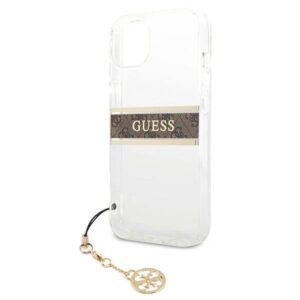 Apple iPhone 13 Mini Guess dėklas 4G Brown Strap Charm (GUHCP13SKB4GBR) skaidrus - Image 6