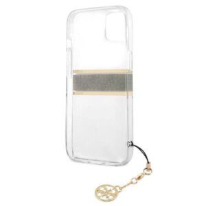 Apple iPhone 13 Mini Guess dėklas 4G Brown Strap Charm (GUHCP13SKB4GBR) skaidrus - Image 7