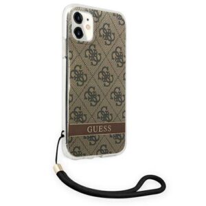 Apple iPhone 11 Guess dėklas 4G Print Strap (GUOHCN61H4STW) rudos spalvos - Image 4