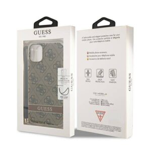 Apple iPhone 11 Guess dėklas 4G Print Strap (GUOHCN61H4STW) rudos spalvos - Image 8