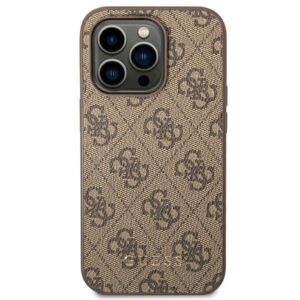 Apple iPhone 14 Pro Guess Dėklas 4G Metal Gold Logo rudos spalvos - Image 3