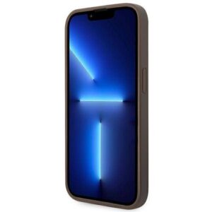 Apple iPhone 14 Pro Guess Dėklas 4G Metal Gold Logo rudos spalvos - Image 5