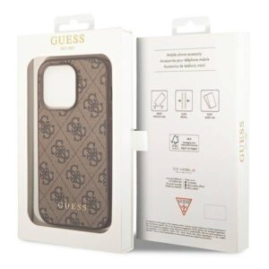 Apple iPhone 14 Pro Guess Dėklas 4G Metal Gold Logo rudos spalvos - Image 8
