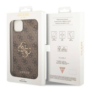 Apple iPhone 14 Guess dėklas 4G Big Metal Logo rudos spalvos - Image 8