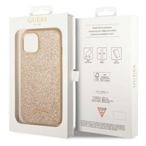 Apple iPhone 14 Guess Hard case Glitter Script telefono dėklas aukso spalvos - Image 8
