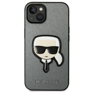 Apple iPhone 14 plus Karl Lagerfeld dėklas Saffiano Karl`s Head Patch sidabrinės spalvos - Image 3