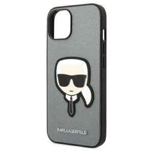 Apple iPhone 14 plus Karl Lagerfeld dėklas Saffiano Karl`s Head Patch sidabrinės spalvos - Image 6
