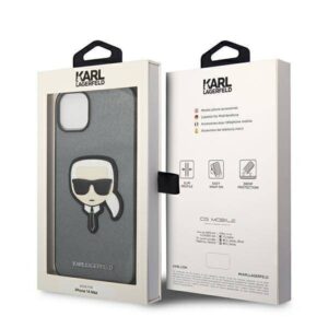 Apple iPhone 14 plus Karl Lagerfeld dėklas Saffiano Karl`s Head Patch sidabrinės spalvos - Image 8