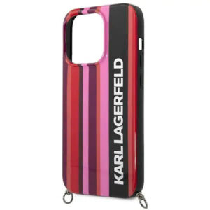 Apple iPhone 14 Pro Karl Lagerfeld dėklas Color Stripes Strap rožinės spalvos - Image 6