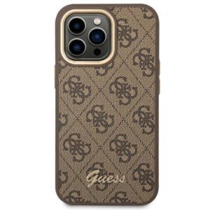 Apple iPhone 14 Pro Guess Dėklas 4G Vintage Gold Logo (GUHCP14LHG4SHW) rudos spalvos - Image 3