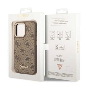 Apple iPhone 14 Pro Guess Dėklas 4G Vintage Gold Logo (GUHCP14LHG4SHW) rudos spalvos - Image 8