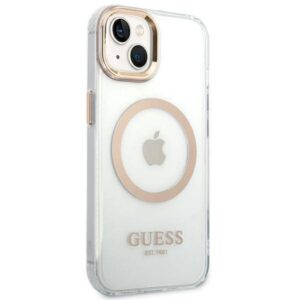 Apple iPhone 14 Plus Guess Dėklas Metal Outline Magsafe (GUHMP14MHTRMD) aukso spalvos - Image 4